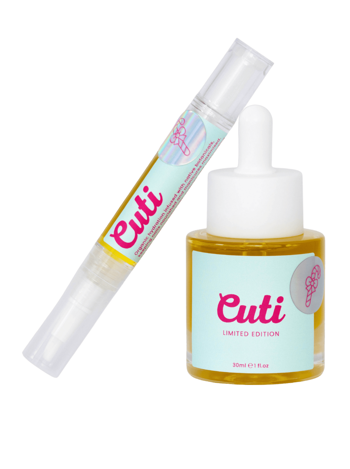 Cuti Candy Cane Cuticle Oil Combo - Bottle and Pen - Cuti