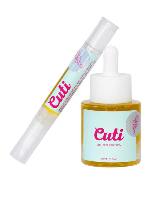 Cuti Candy Cane Cuticle Oil Combo - Bottle and Pen - Cuti