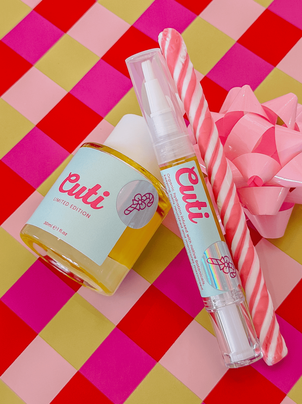 Cuti Candy Cane Cuticle Oil Combo - Bottle and Pen - Cuti